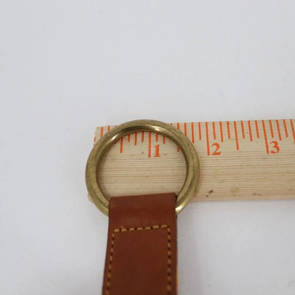 Linea Pelle Belt Medium Orange Gold Jute Stretch Leather Trim Brass Ring Tab